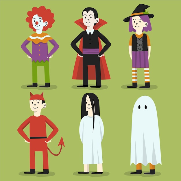 Hand drawn halloween character collection