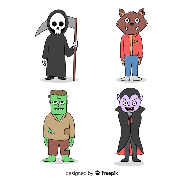 Hand drawn halloween character costume