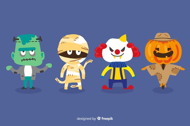 Hand drawn halloween character pack