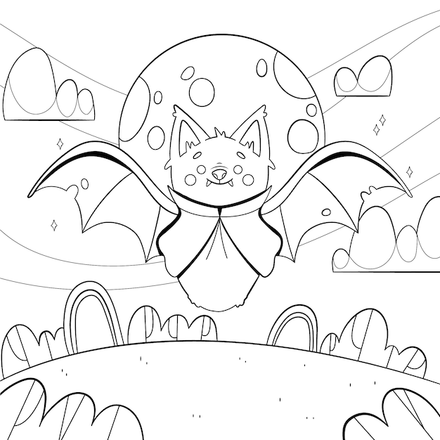 Free Vector hand drawn halloween coloring page illustration