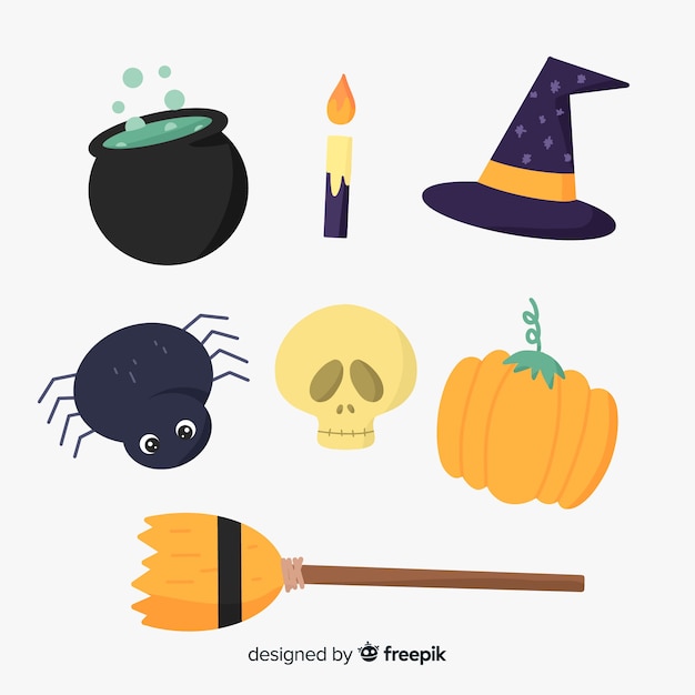 Free Vector hand drawn halloween element collection