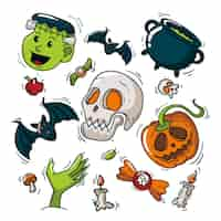 Free vector hand drawn halloween element collection