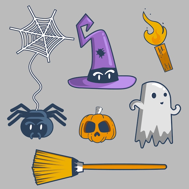 Free Vector hand drawn halloween element collection