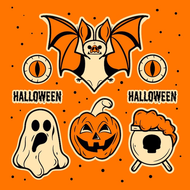 Hand drawn halloween element set