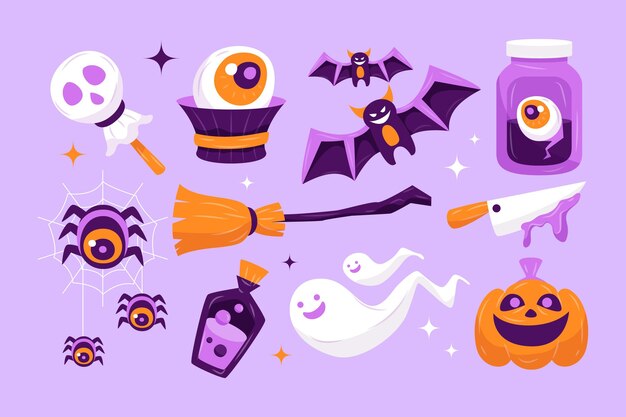 Hand drawn halloween elements collection