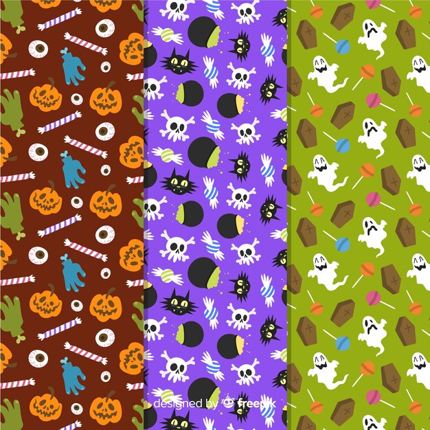 Hand drawn halloween elements pattern collection