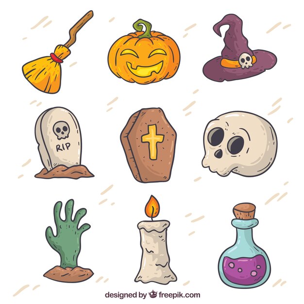 Hand drawn halloween elements