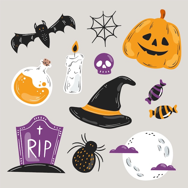 Hand-drawn halloween elements