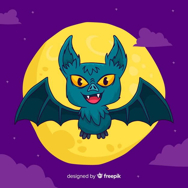 Hand drawn halloween fluffy bat