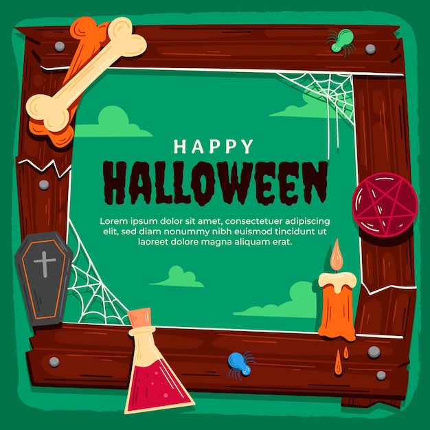 Hand drawn halloween frame template