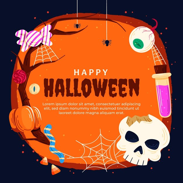 Hand drawn halloween frame template