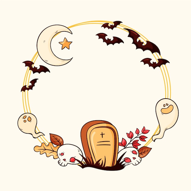 Free vector hand drawn halloween frame template