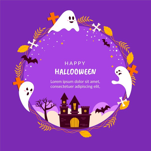 Hand drawn halloween frame template