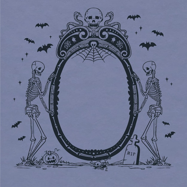 Free Vector hand drawn halloween frame template