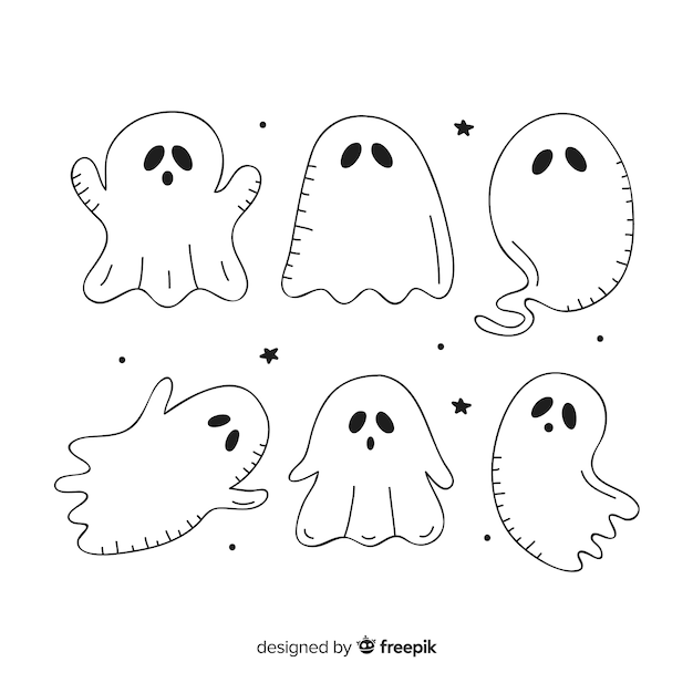 Free Vector hand drawn halloween ghost collection