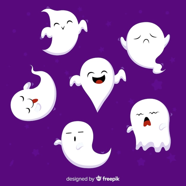 Hand drawn halloween ghost collection