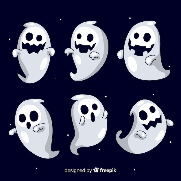 Free Vector hand drawn halloween ghost collection