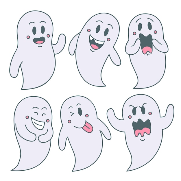 Free Vector hand drawn halloween ghost collection