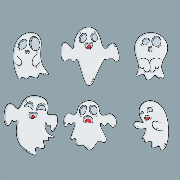 Free Vector hand drawn halloween ghost pack