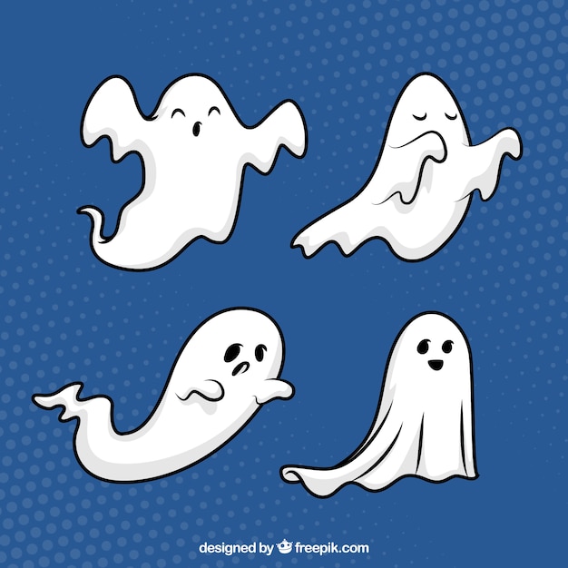 Hand drawn halloween ghosts