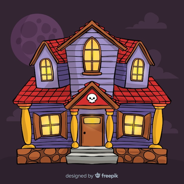 Hand drawn halloween haunted house