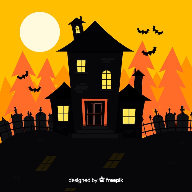 Hand drawn halloween haunted house