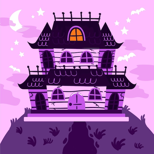 Free vector hand drawn halloween house illustration