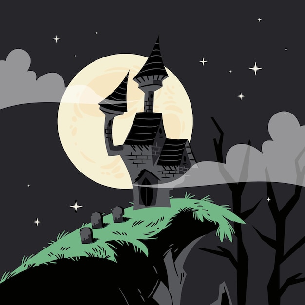 Free Vector hand drawn halloween house illustration