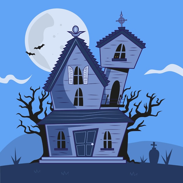 Hand drawn halloween house illustration