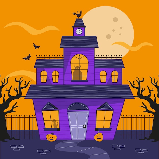 Hand drawn halloween house illustration