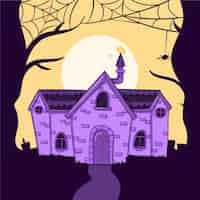 Free vector hand drawn halloween house illustration