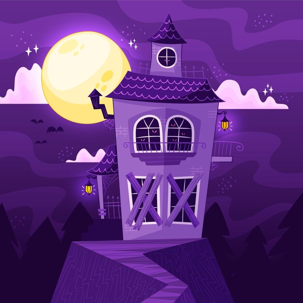 Hand drawn halloween house illustration