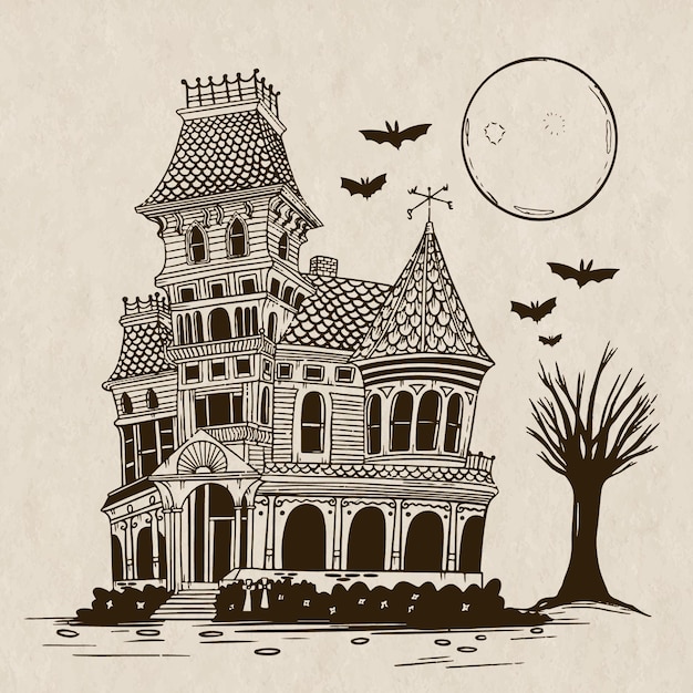 Free Vector hand drawn halloween house illustration