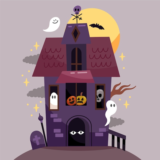 Hand drawn halloween house