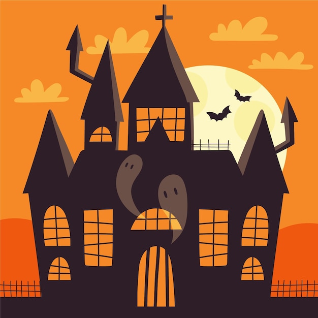 Free Vector hand drawn halloween house