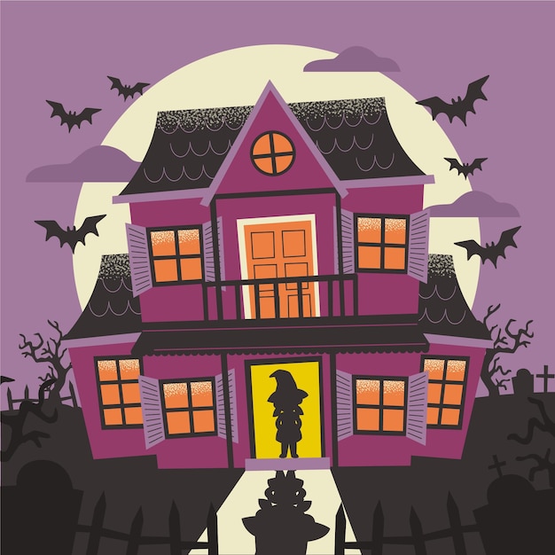 Free Vector hand drawn halloween house