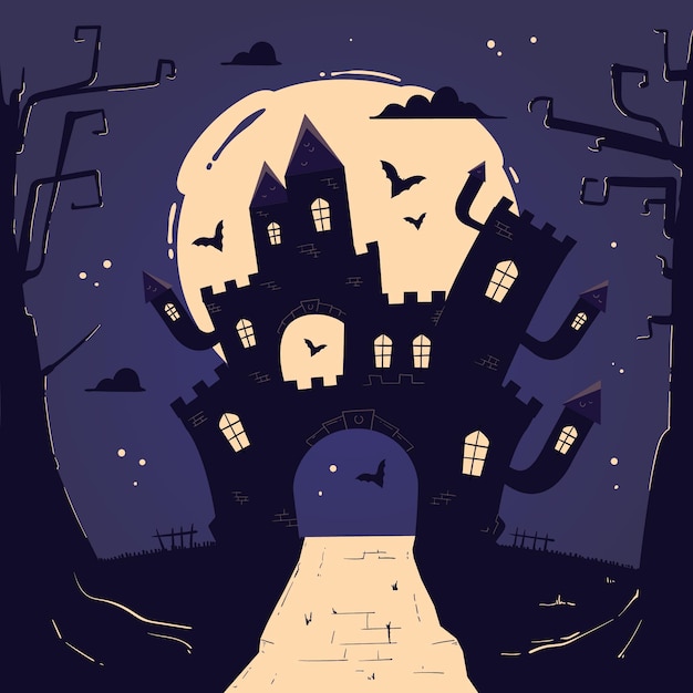 Free Vector hand drawn halloween house