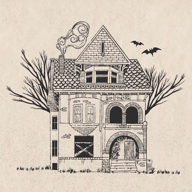 Free vector hand drawn halloween house