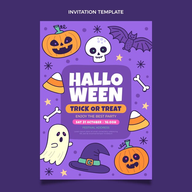 Hand drawn halloween invitation template