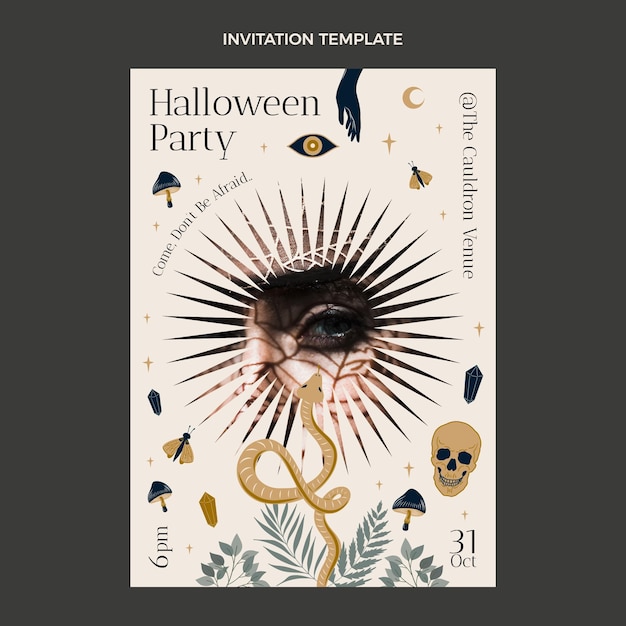 Hand drawn halloween invitation template