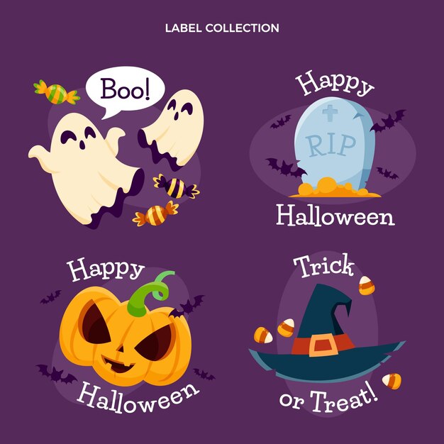 Hand drawn halloween labels collection