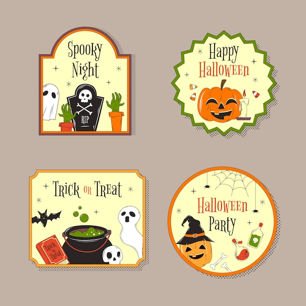 Hand drawn halloween labels collection