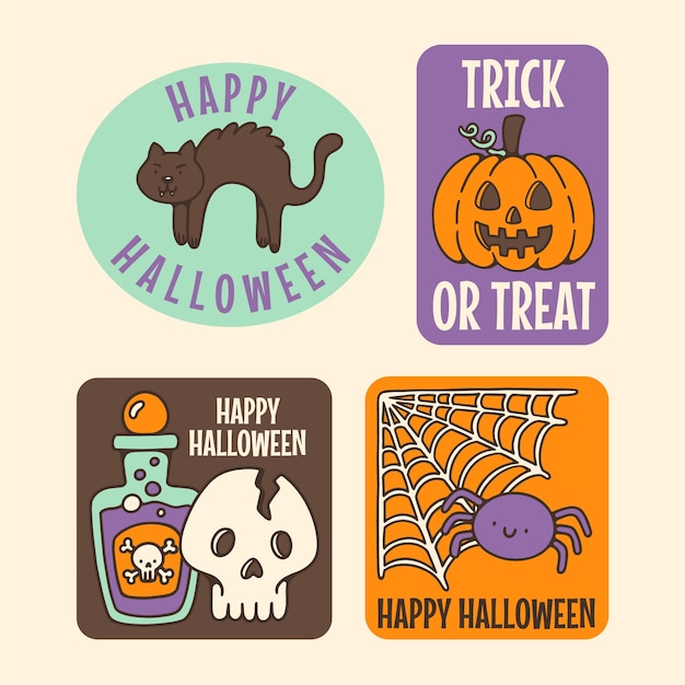 Hand drawn halloween labels collection