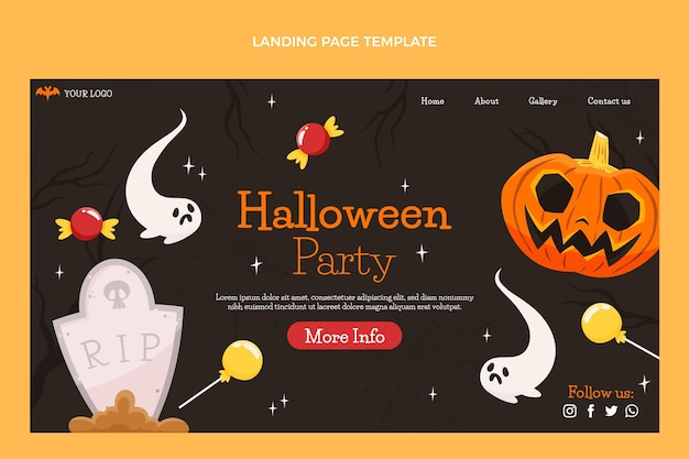 Free Vector hand drawn halloween landing page template