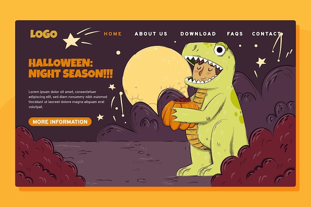 Hand drawn halloween landing page template