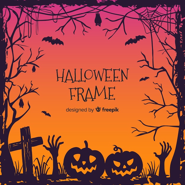 Hand drawn halloween ornamental frame