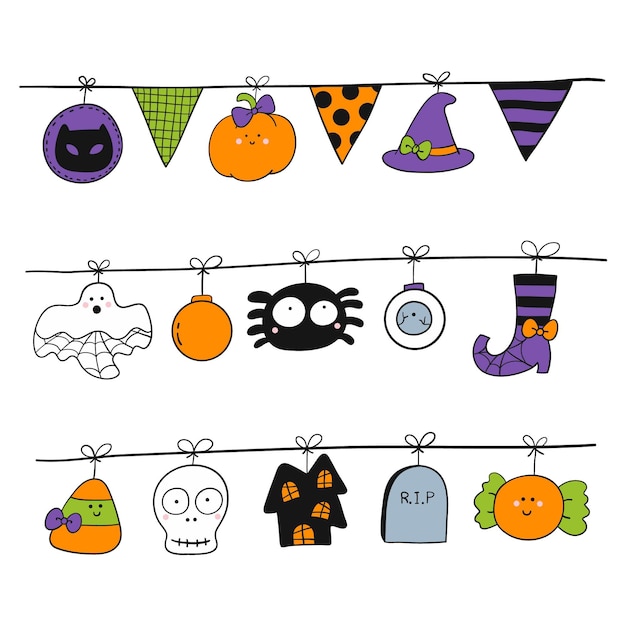 Free Vector hand drawn halloween ornaments collection