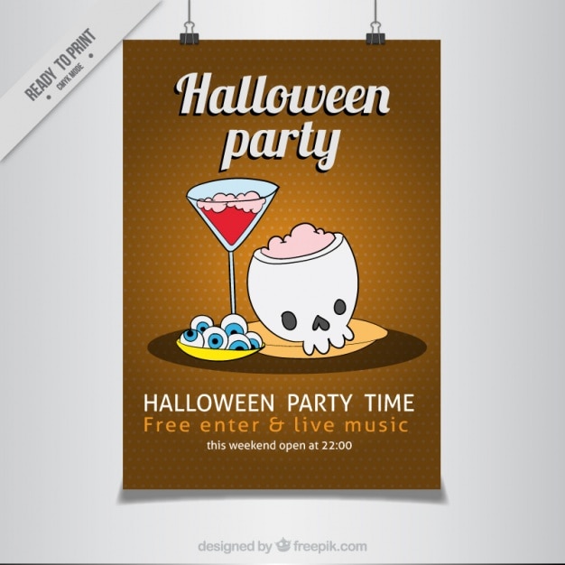 Free Vector hand drawn halloween party poster template 