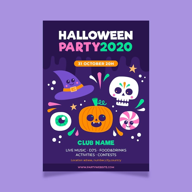 Hand drawn halloween party poster template