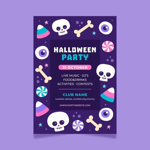 Hand drawn halloween party poster template